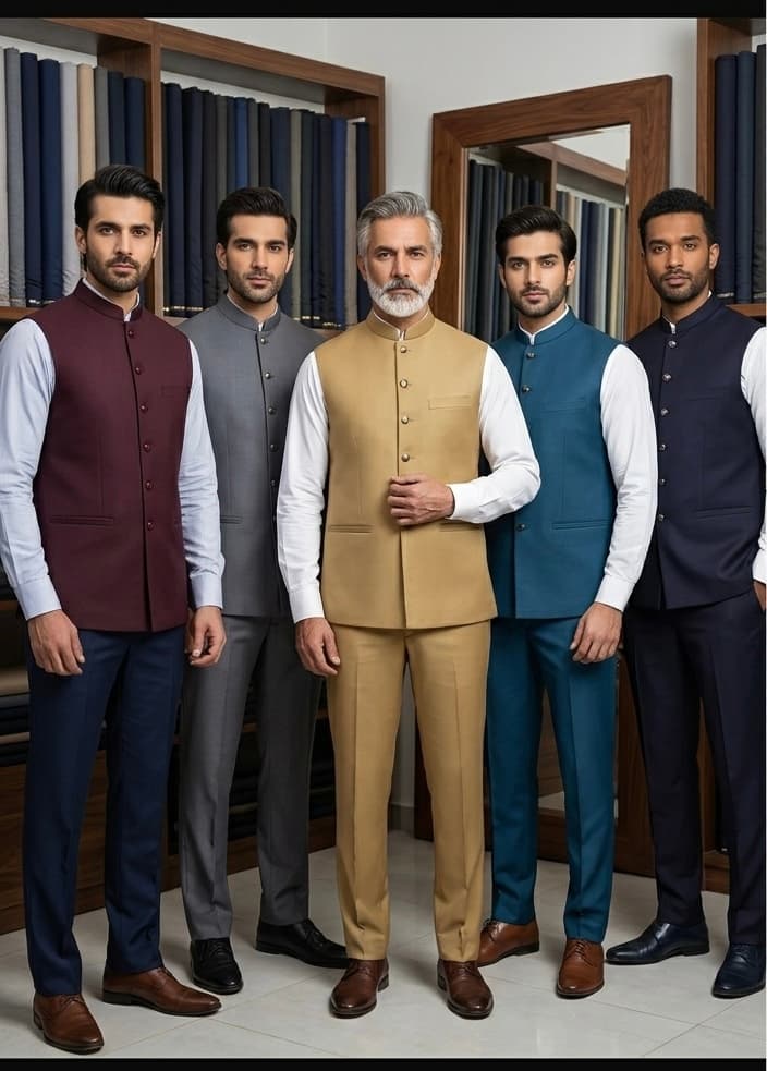 Men's Tailored Slim Fit Nehru Waistcoat Set