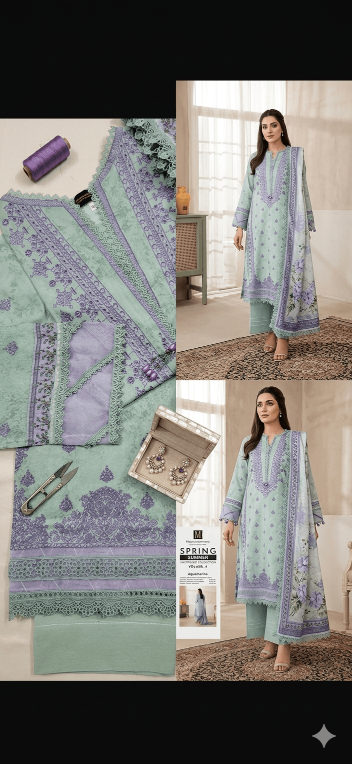 Midnight Navy Embroidered Floral Salwar Kameez Set 2