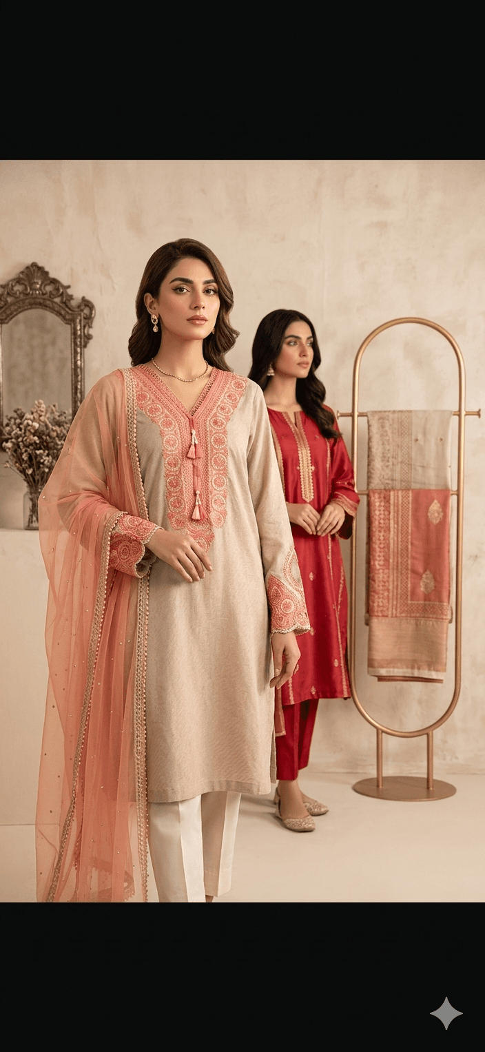 Elegant Peach Embroidered Anarkali Suit