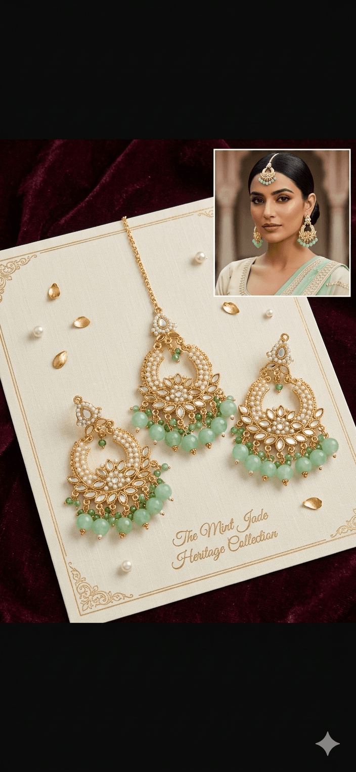 Royal Azure Kundan Maang Tikka and Earring Set 3