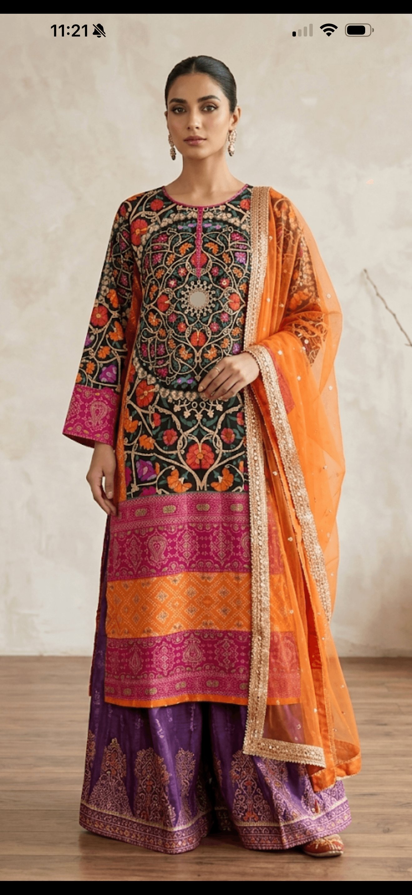 Vibrant Floral Embroidered Kurta Palazzo Set