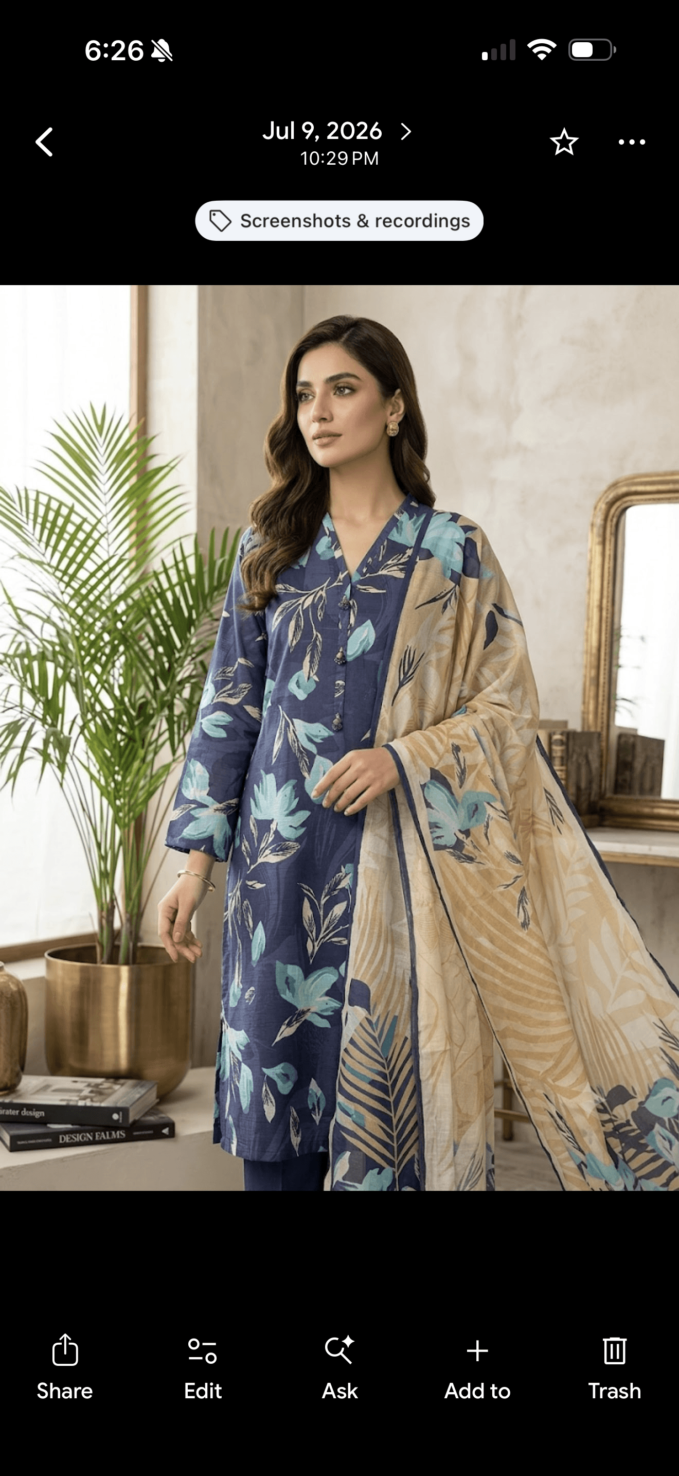 Dusty Rose Floral Printed Cotton Suit Set 2