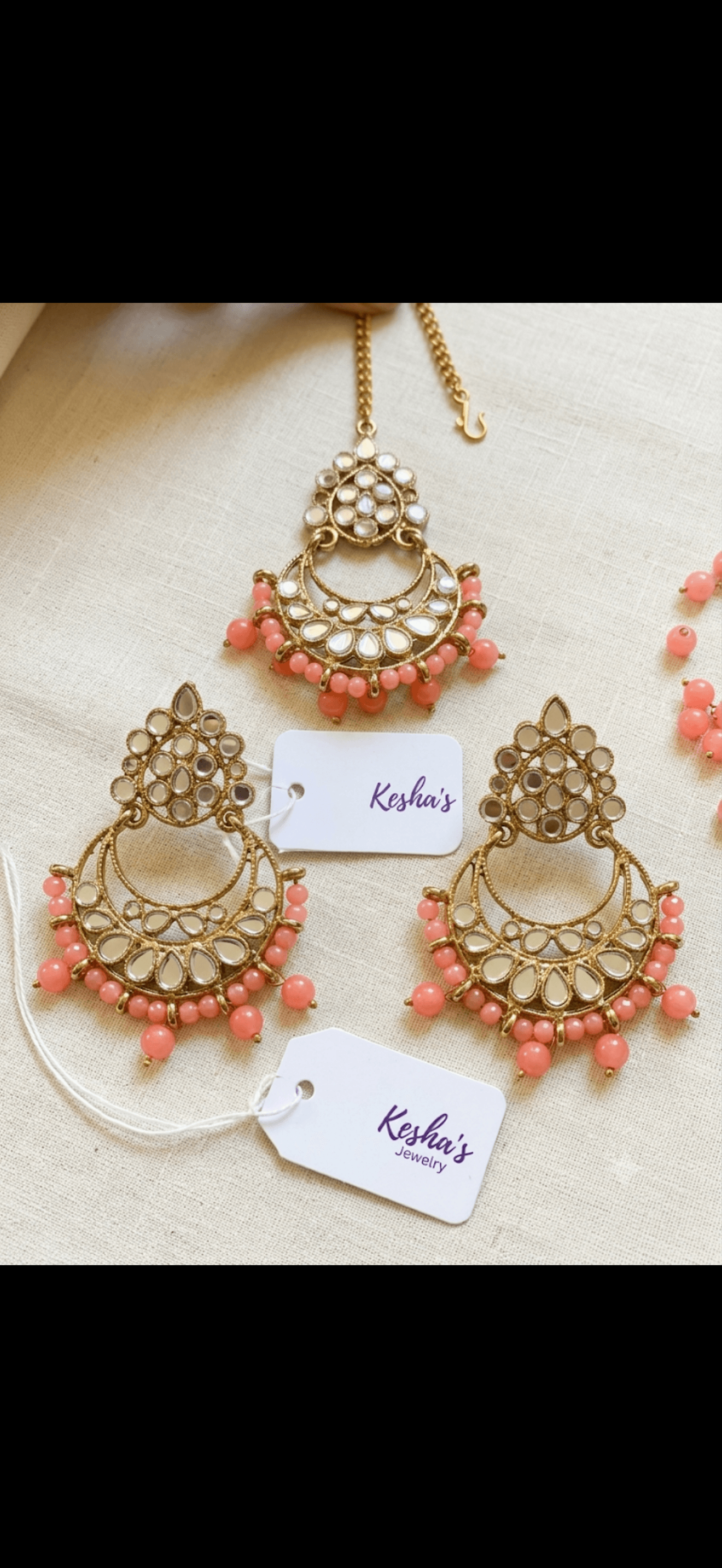 Elegant Gold Mirror Work Jhumka Earrings 3