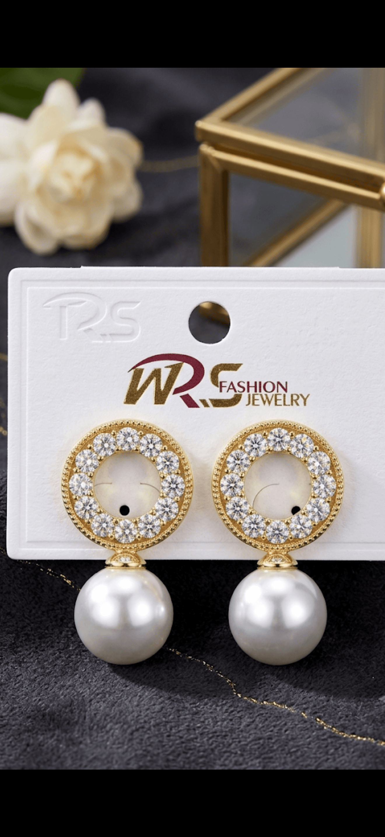 Elegant Pearl Drop Earrings with Crystal Accents