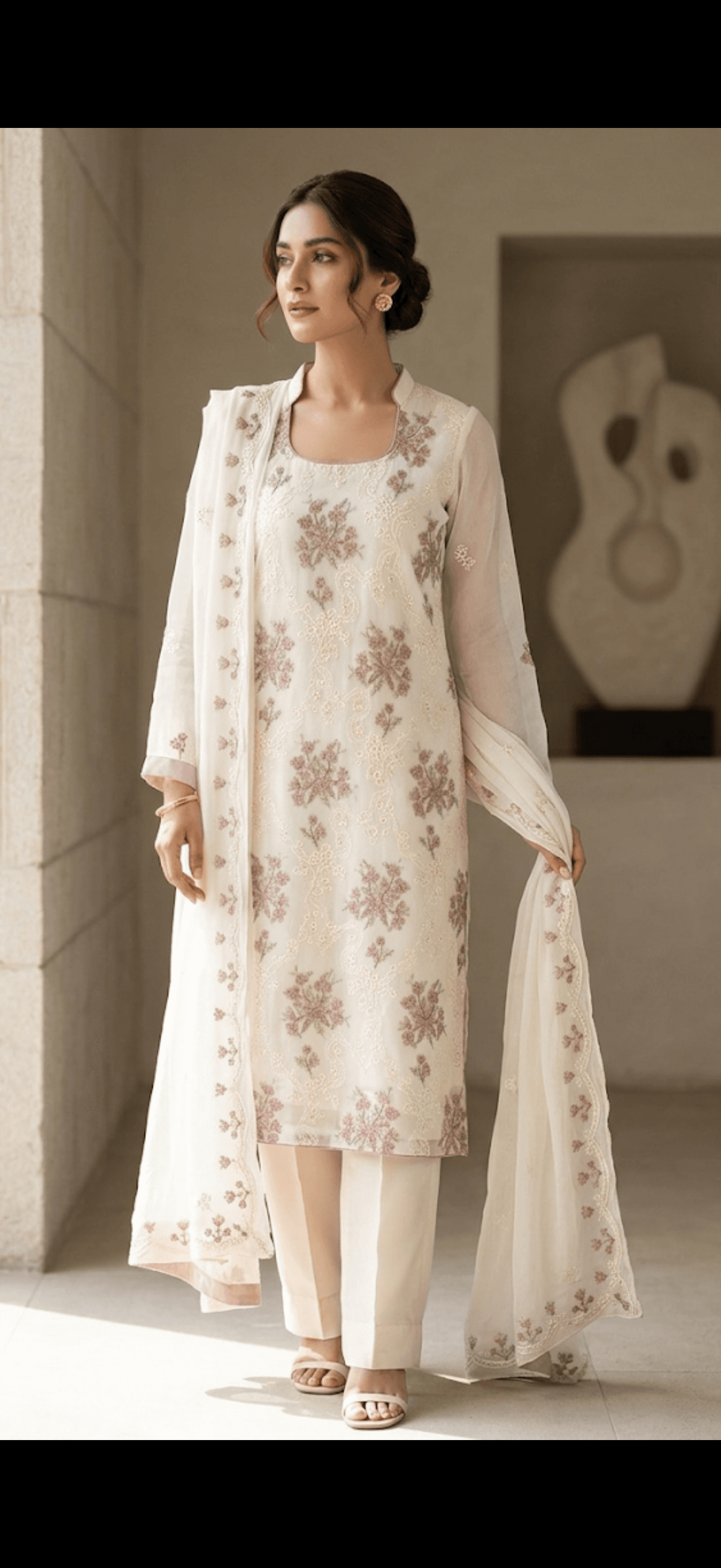 Emerald Green Embroidered Silk Suit Set 2
