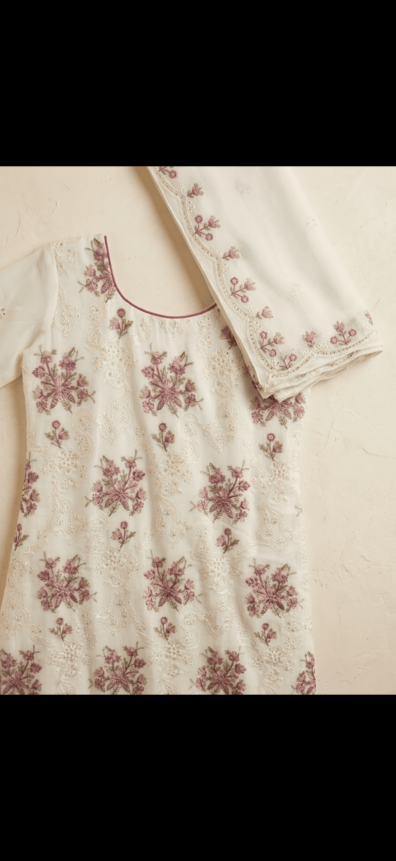 Magenta Embroidered Chiffon Suit Set 2
