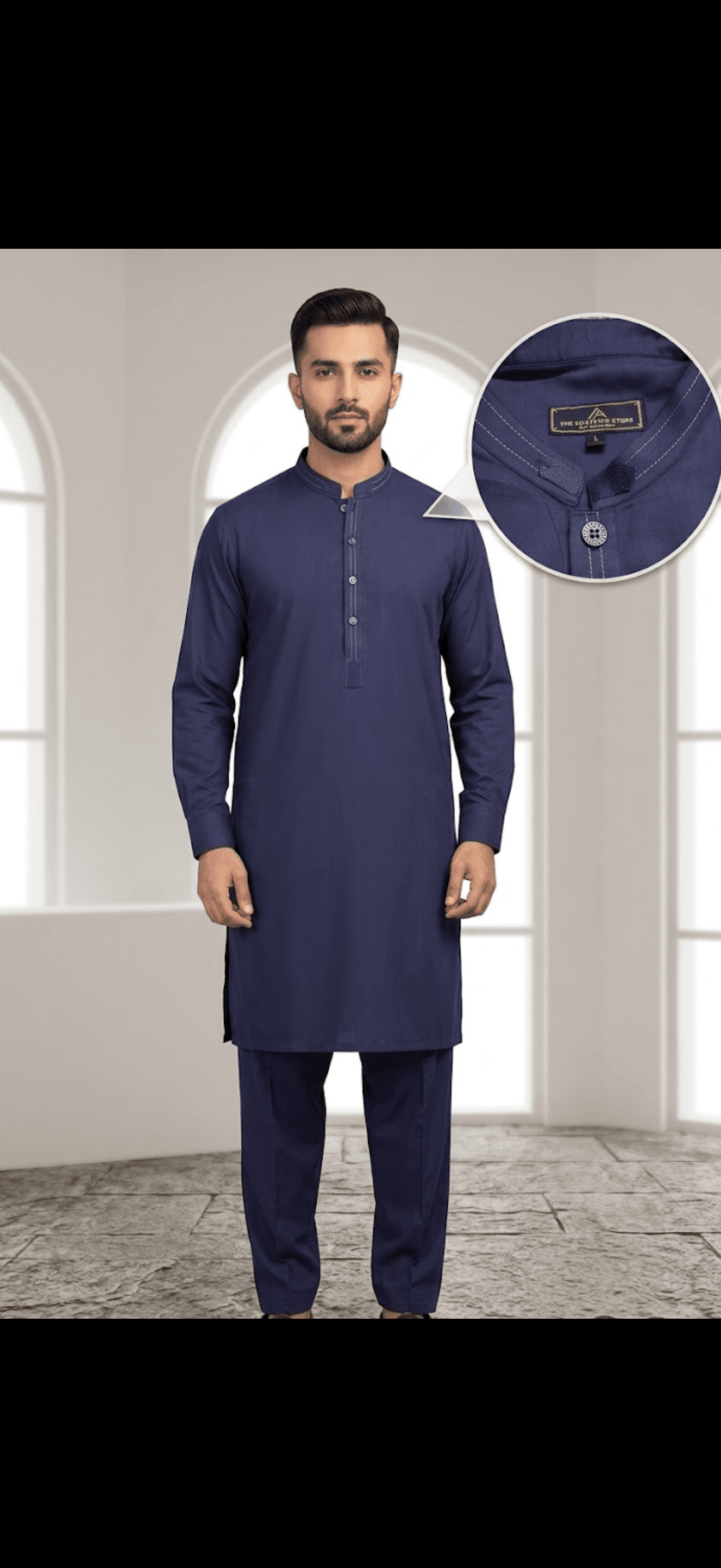 Classic Navy Blue Cotton Kurta Set