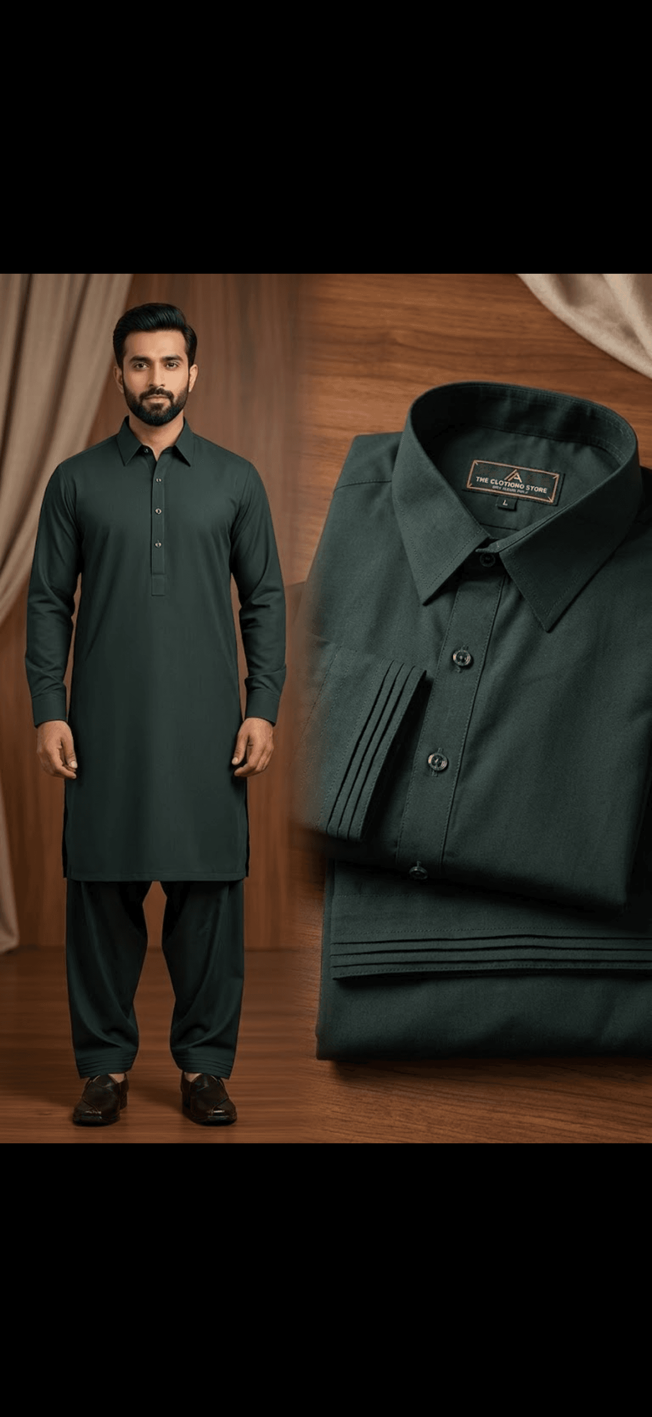 Men's Classic Dark Green Pathani Suit