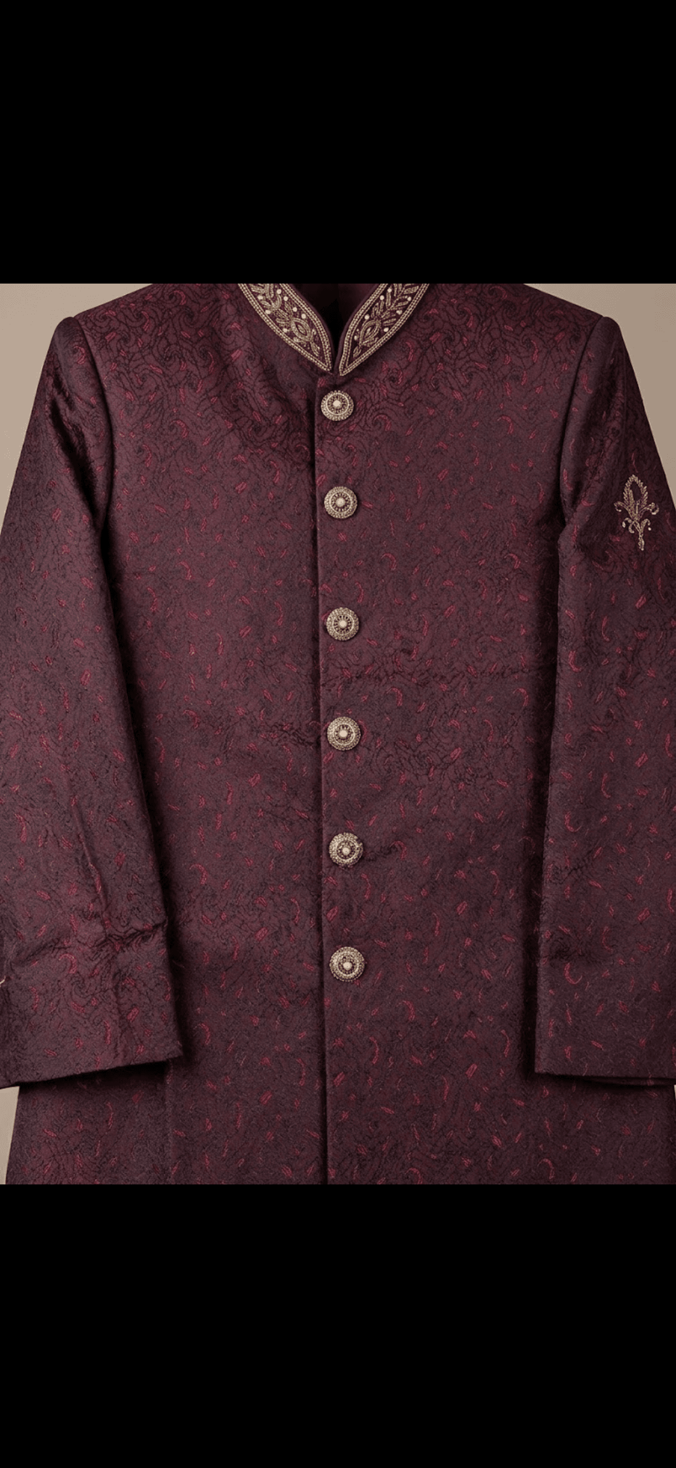 Regal Black Brocade Sherwani with Embellishments 2