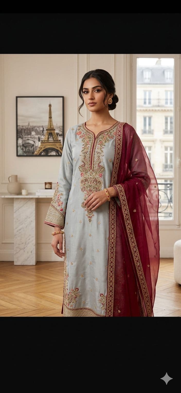 Elegant Embroidered Blue Anarkali Suit
