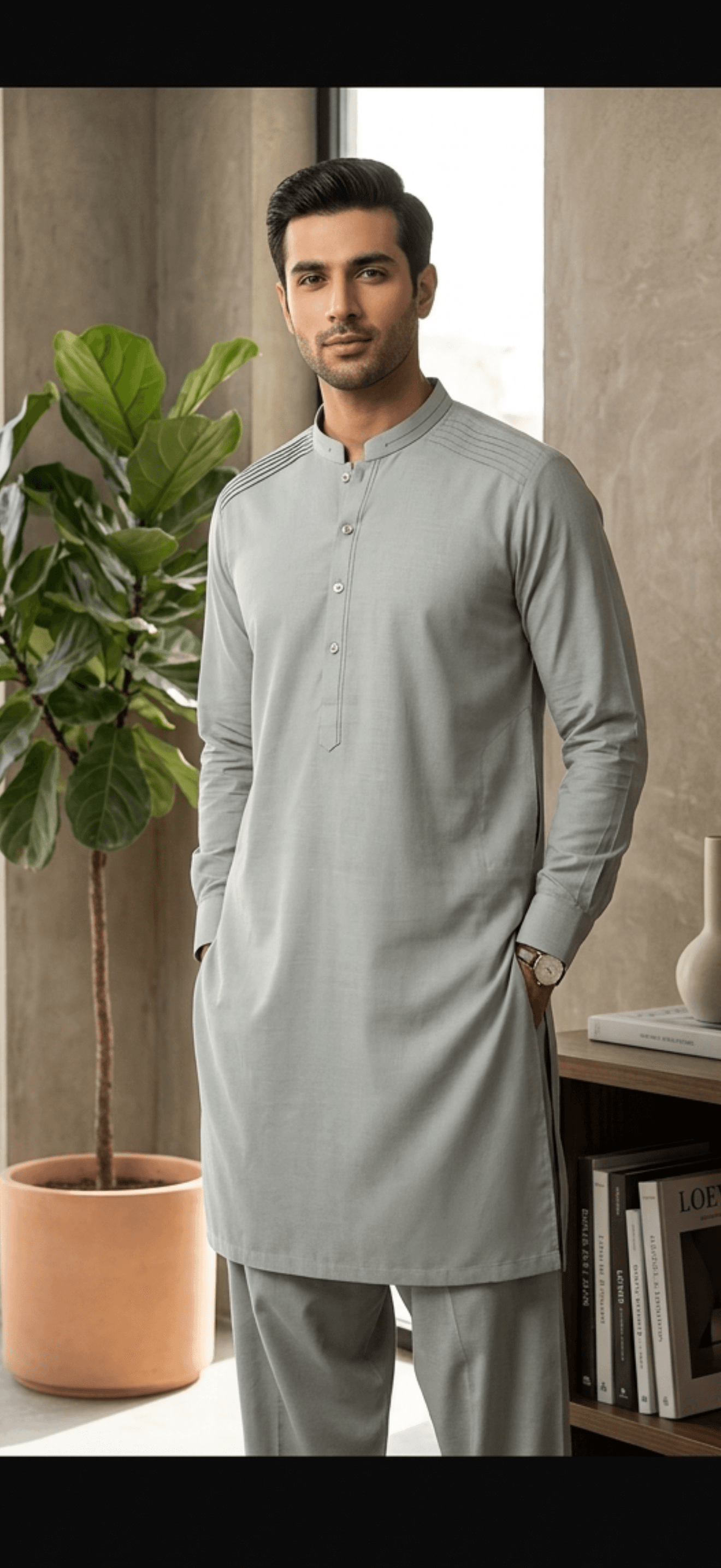 Men's Sage Green Tailored Cotton Kurta Set