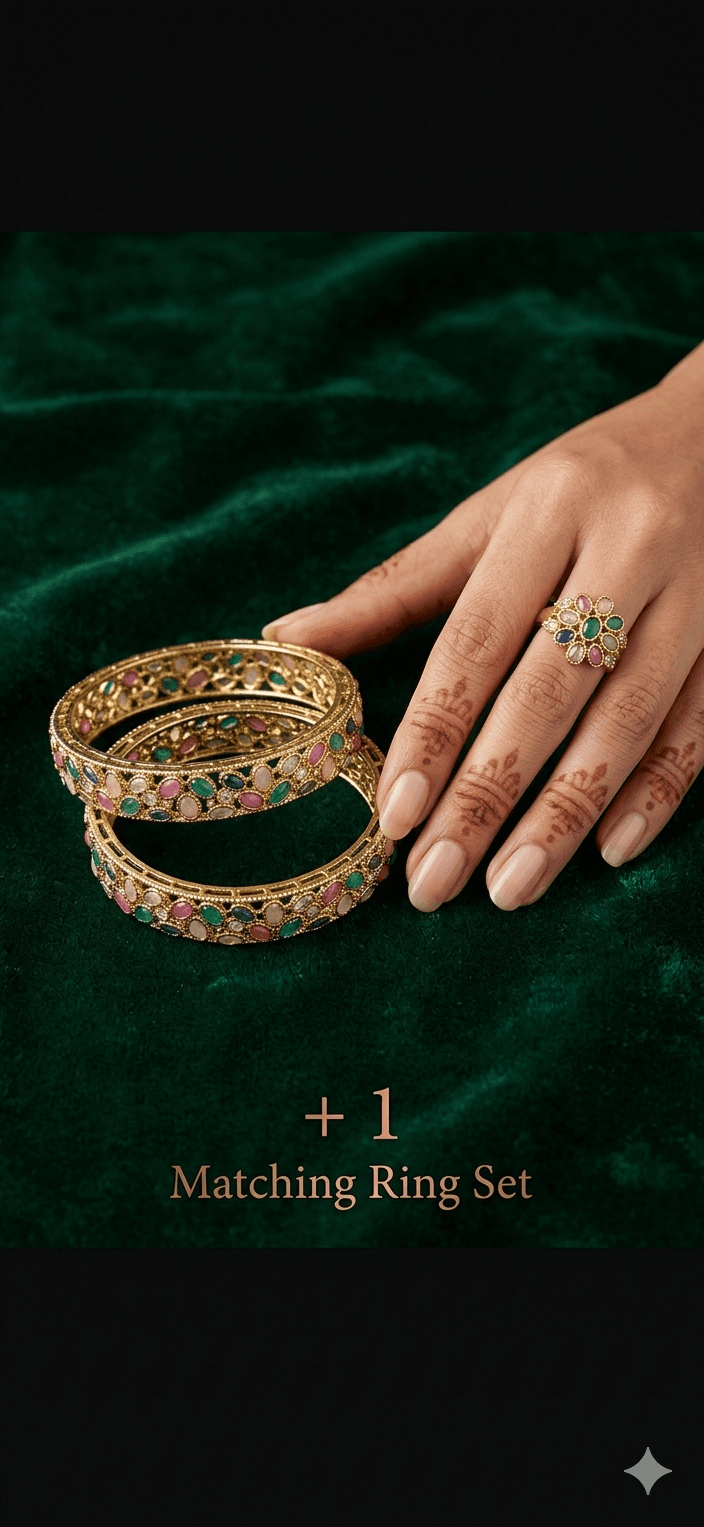Regal Gemstone Bangle & Ring Set