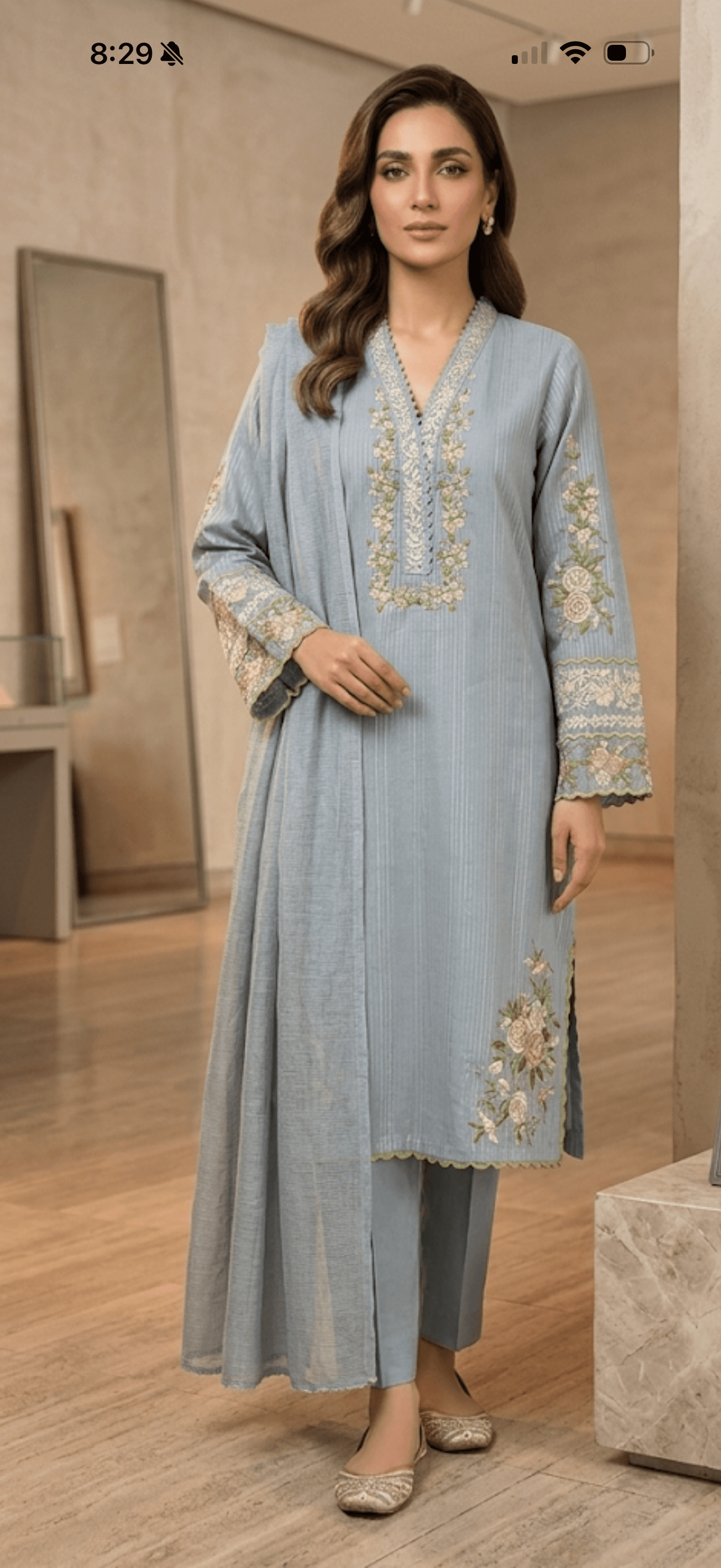 Serene Blue Embroidered Kurta Set