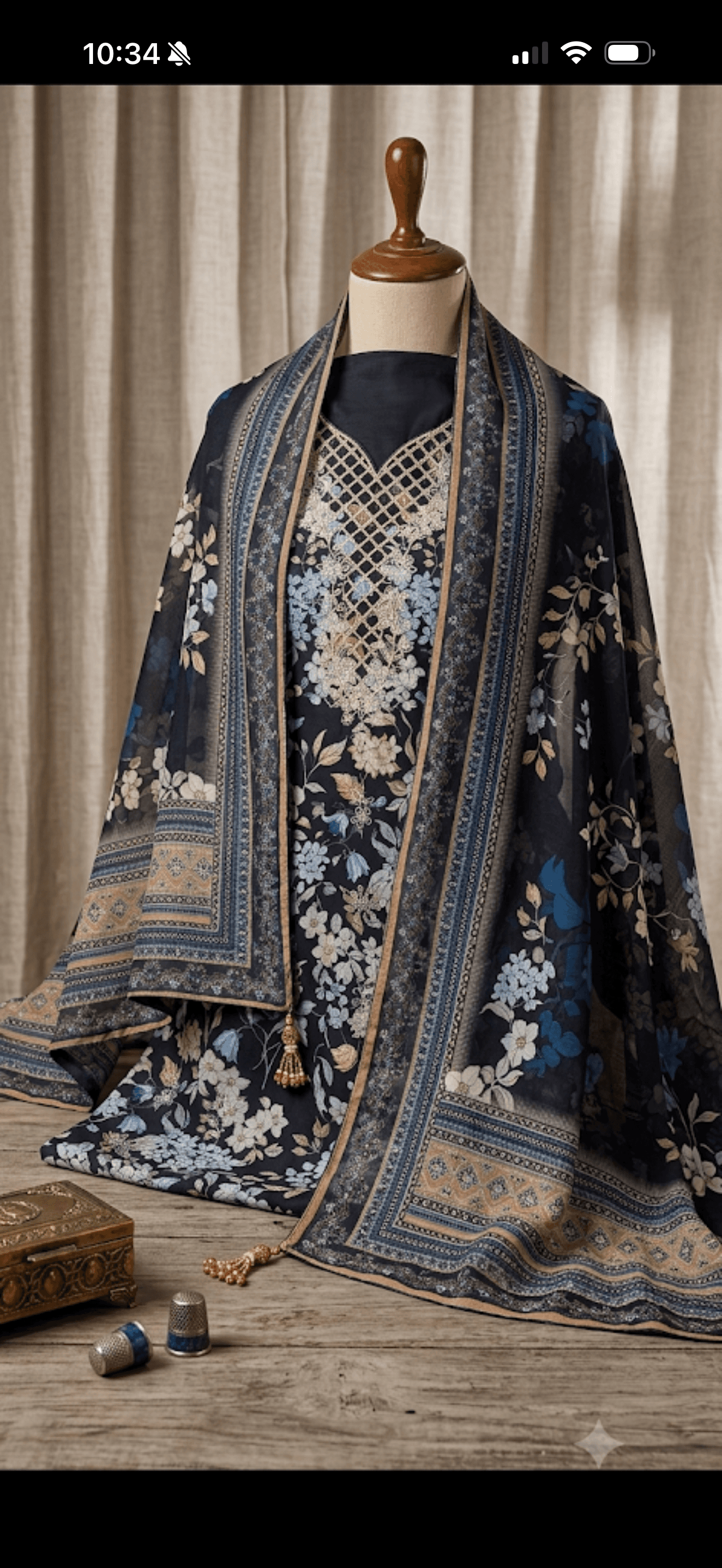 Midnight Bloom Embroidered Kurta & Dupatta Set