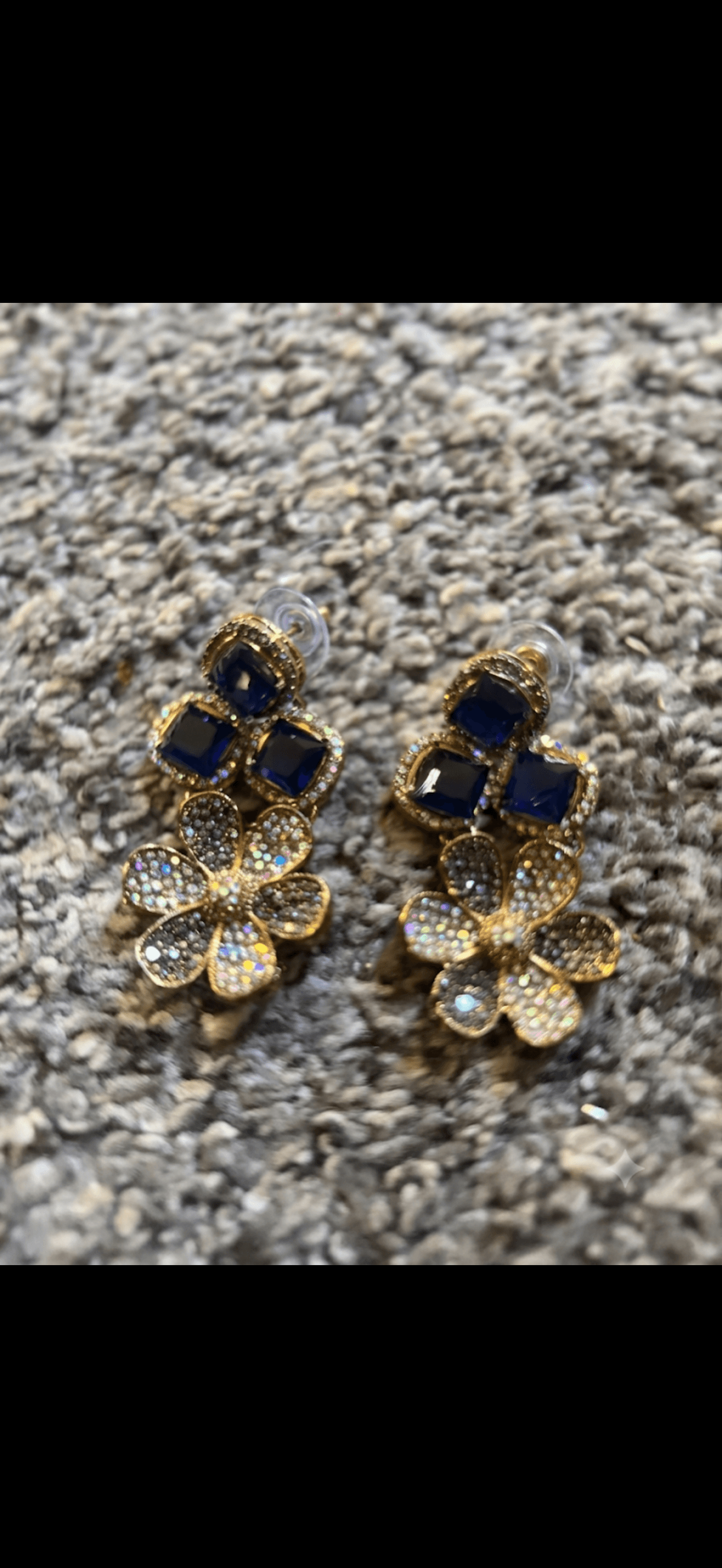 Sparkling Sapphire Flower Drop Earrings