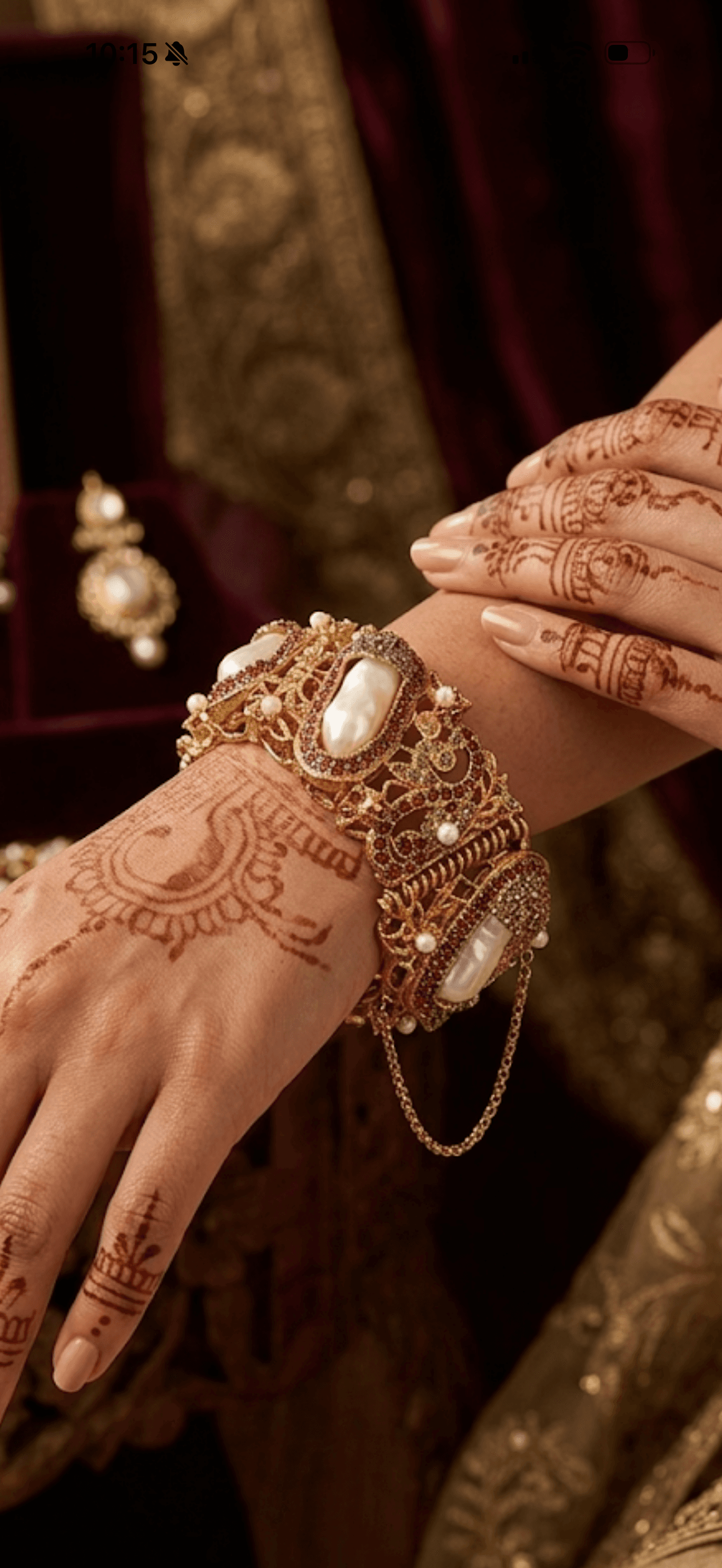 Opulent Gold Pearl & Ruby Statement Cuff
