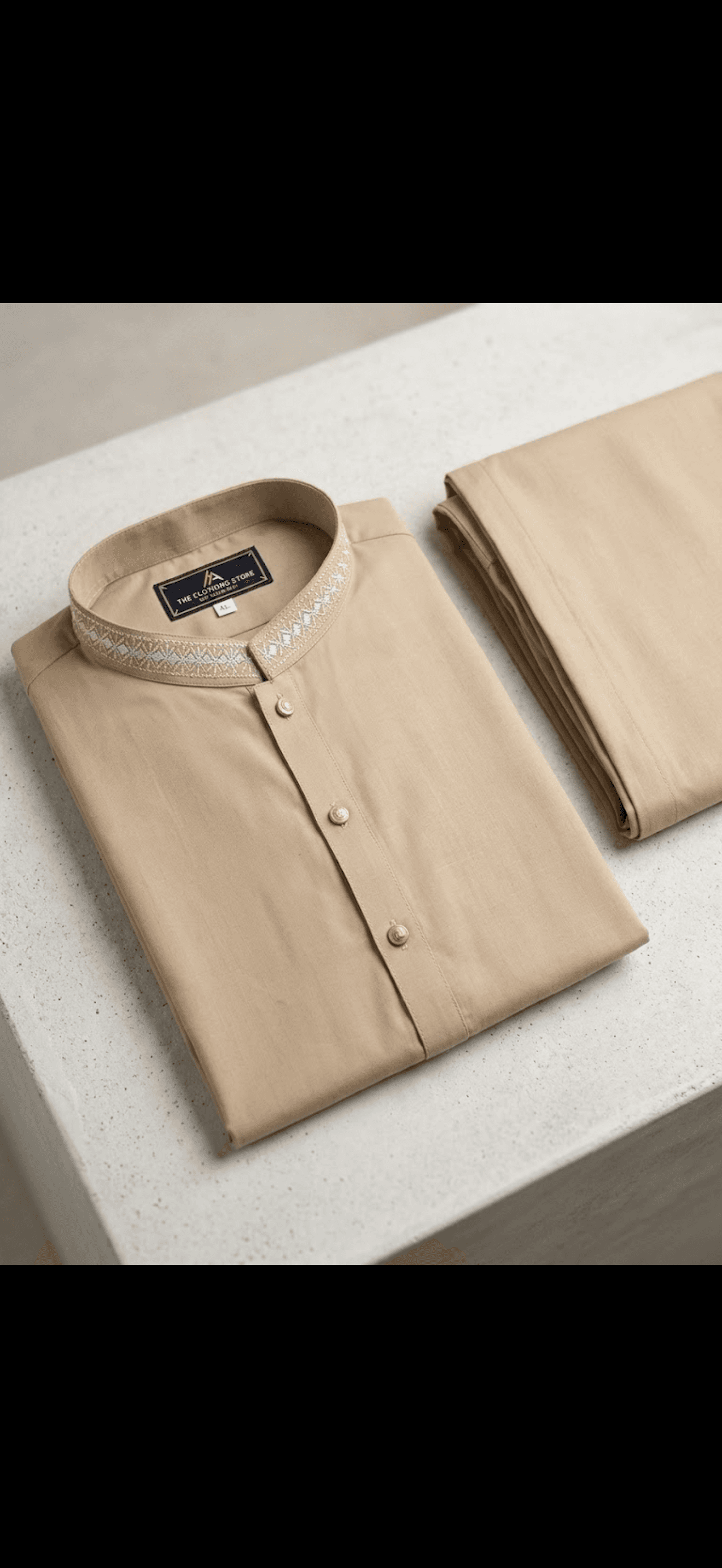 Classic Embroidered Neckline Kurta Set