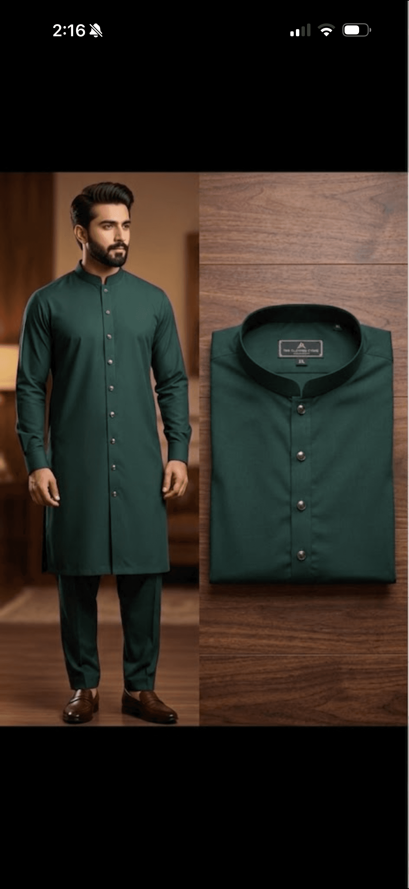 Emerald Green Mandarin Collar Kurta Pajama Set
