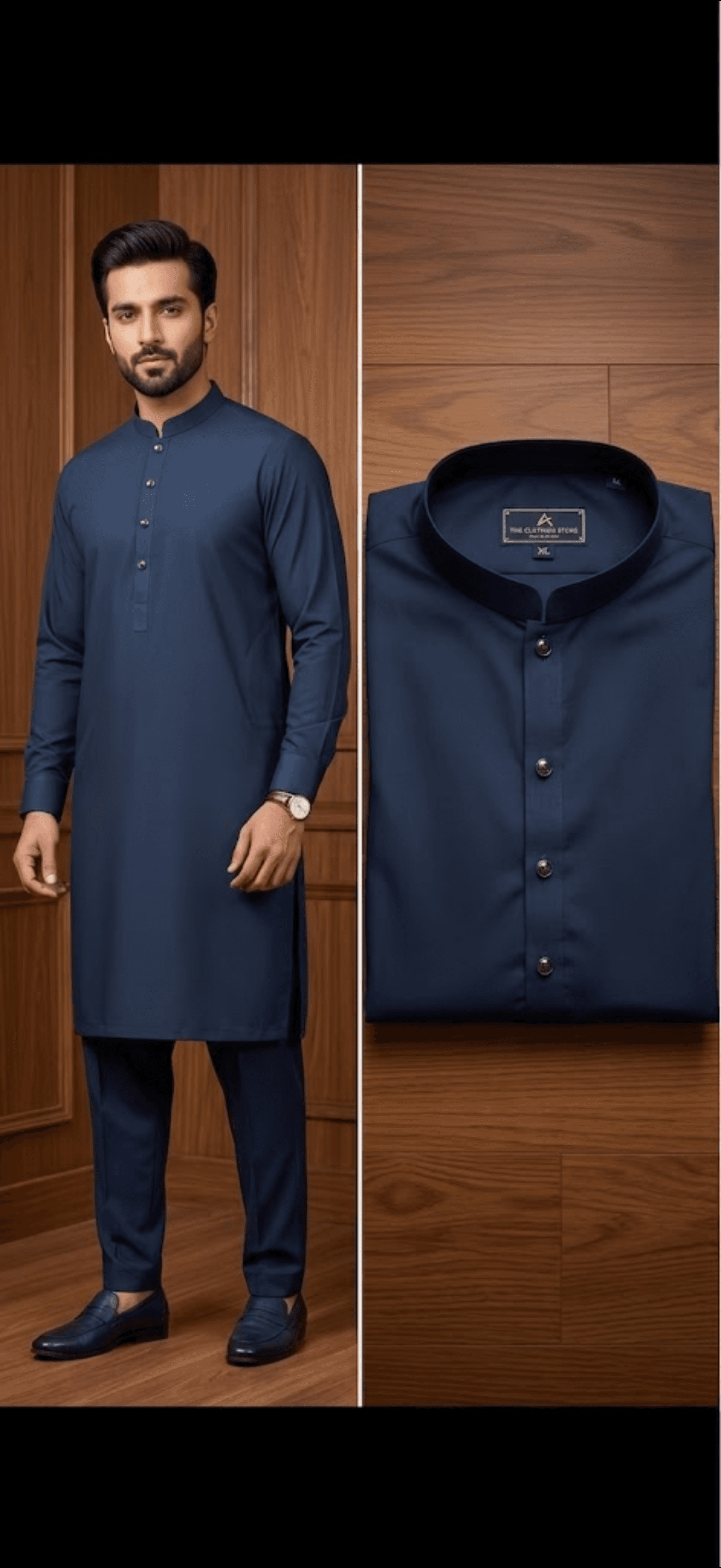 Men's Classic Navy Blue Kurta Pajama Set