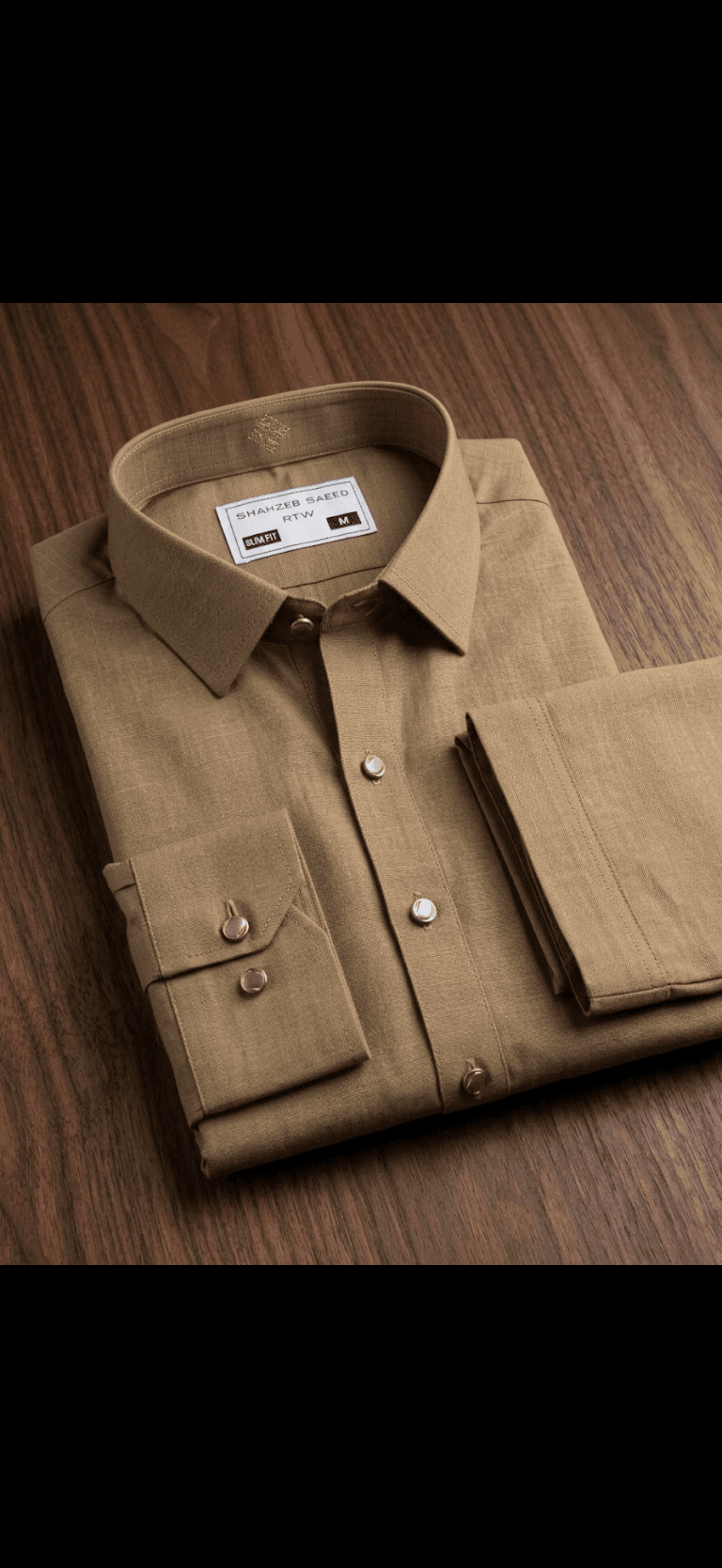 Classic Slim Fit Textured Camel Brown Shirt