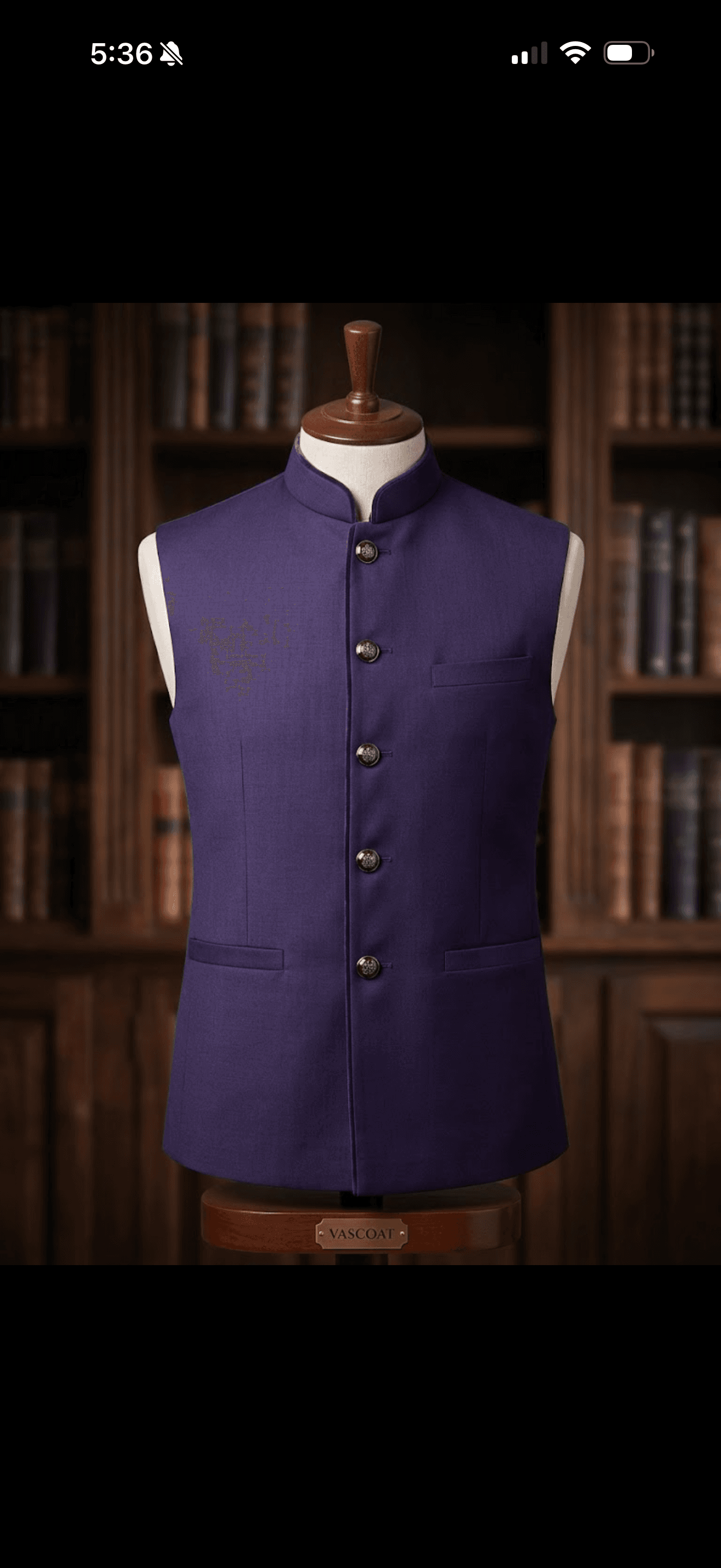 Regal Purple Nehru Collar Waistcoat
