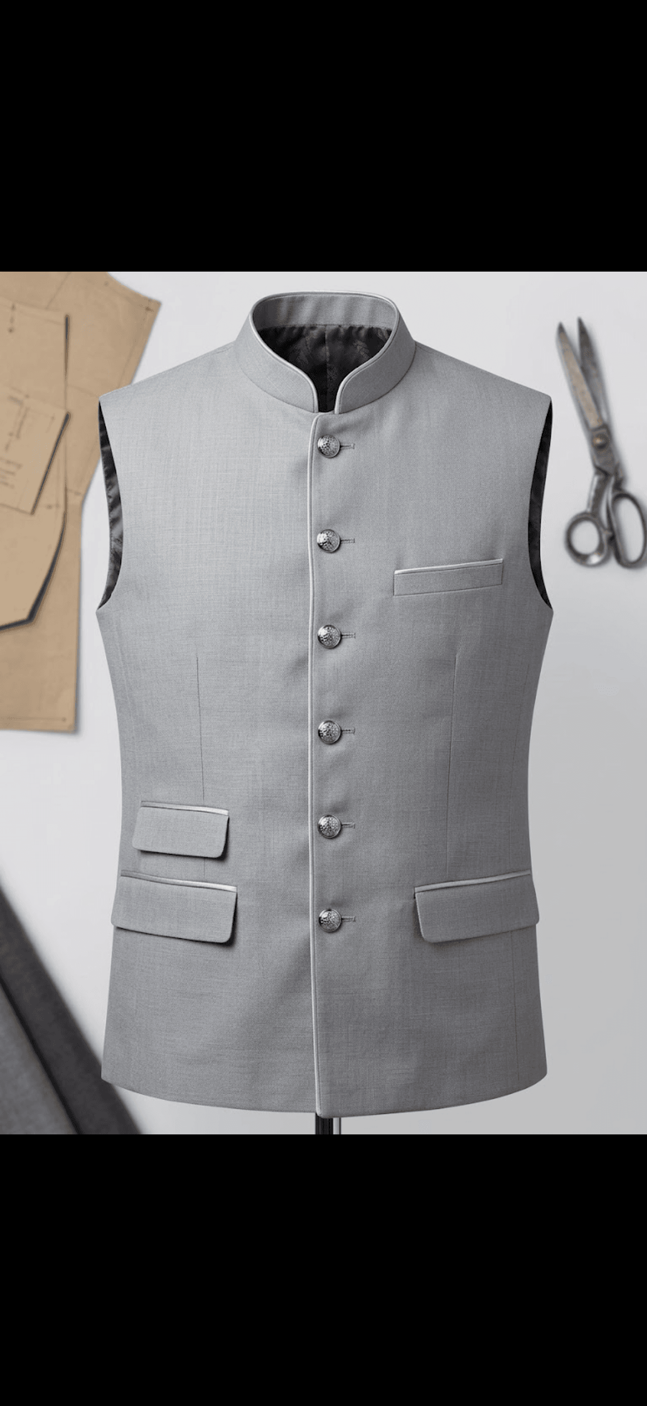 Elegant Grey Bandhgala Waistcoat